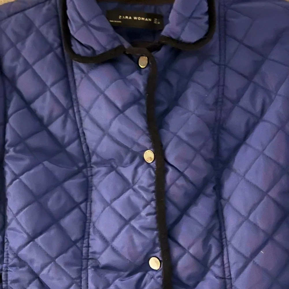 ⭐️ZARA⭐️NAVY W/ BLACK TRIM VINTAGE COAT/JACKET SIZE L BUT FITS MORE LIKE A SMALL - Picture 11 of 16